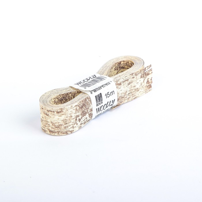 Лента декоративная, WOODLY CORTECCIA, двусторонняя, бежевая, 24 мм х 15 м