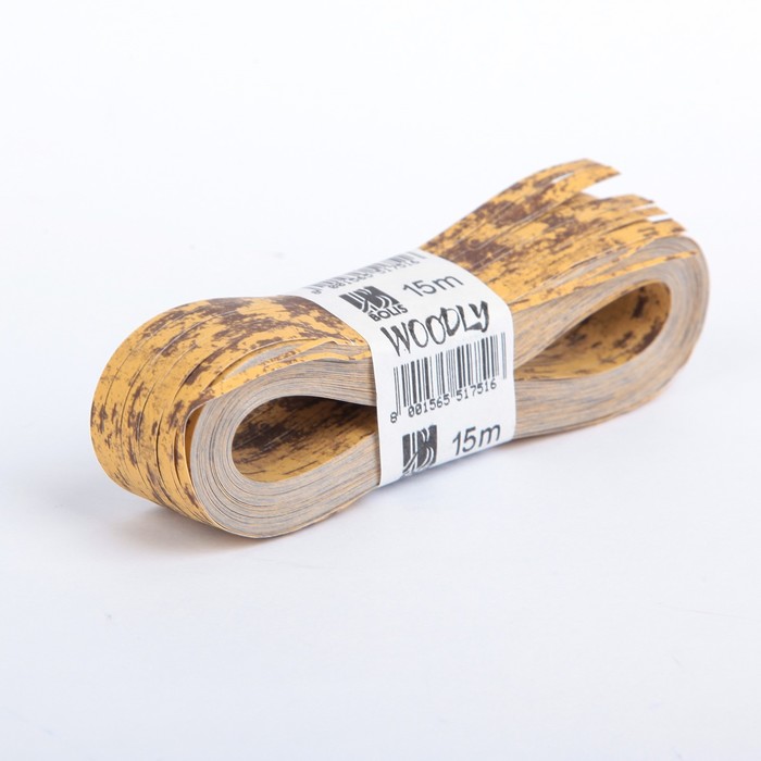 Лента декоративная, WOODLY CORTECCIA, двусторонняя, светлая охра, 24 мм х 15 м
