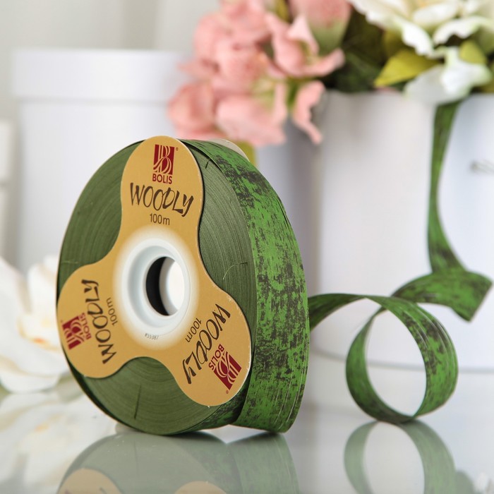 Лента декоративная, WOODLY CORTECCIA, двусторонняя, хаки, 24 мм х 100 м