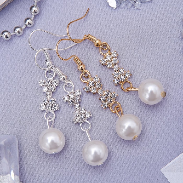 Серьги с жемчугом "Грация" бантики с бусиной, цвет МИКС