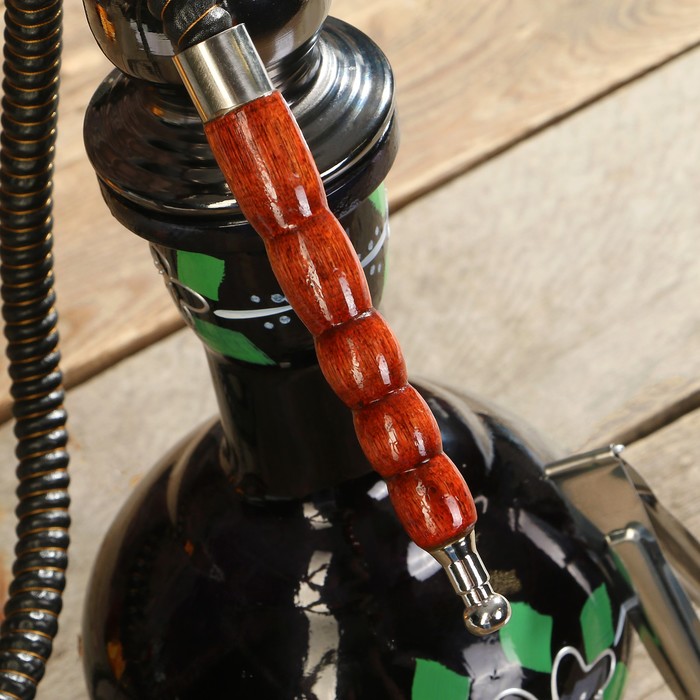 Кальян 67см 1тр, колба ваза чёрная, вставки на шахте акрил 1кр прозрачный, 15х65 см