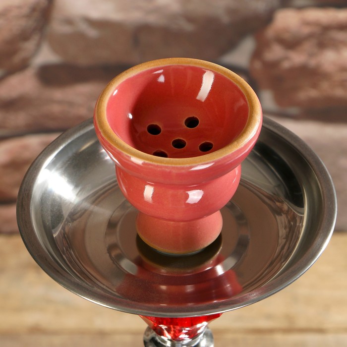 Кальян 53см 1тр, колба чёрно-красная рельефная, вставки на шахте акрил 3кр красные, 12х50 см 36141