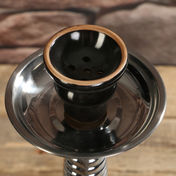 Кальян 49см 1тр, колба ваза белая с ананасами, шахта хром, 13х42 см