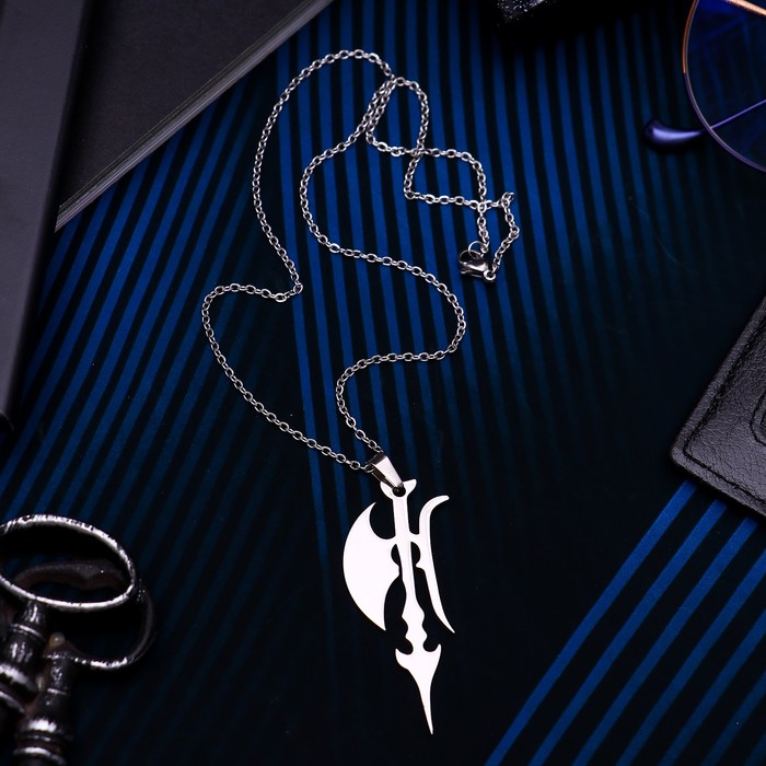 Кулон мужской "Стальной" секира, цвет серебро, 45 см