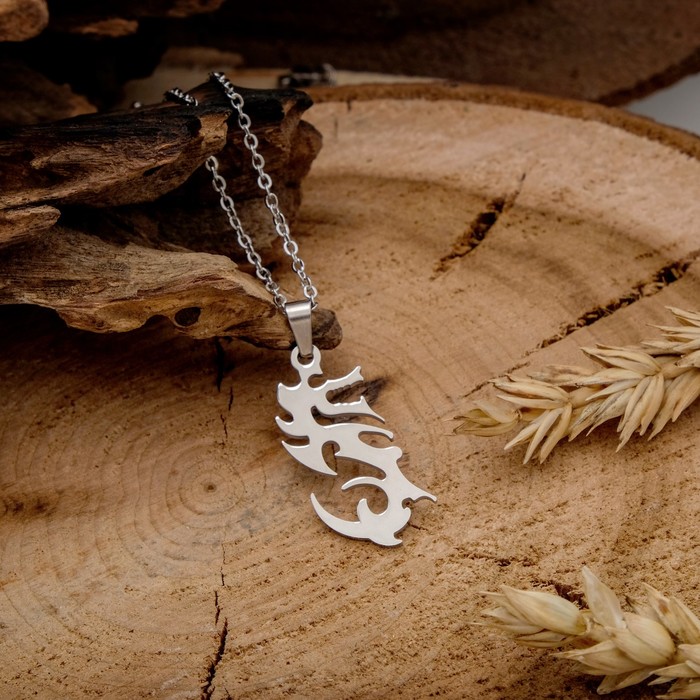 Кулон мужской "Стальной" орнамент, цвет серебро, 45 см