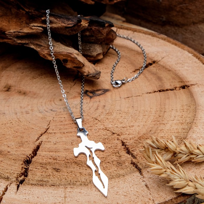 Кулон мужской "Стальной" меч, цвет серебро, 45 см