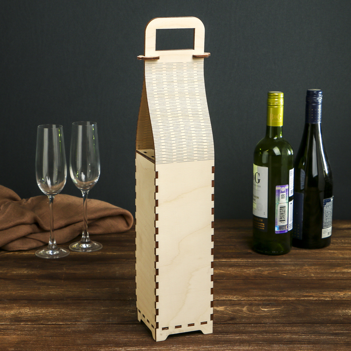 Заготовка для декора "Коробка для вина №15" из фанеры 45х8,5х8,5 см (набор 12 деталей)