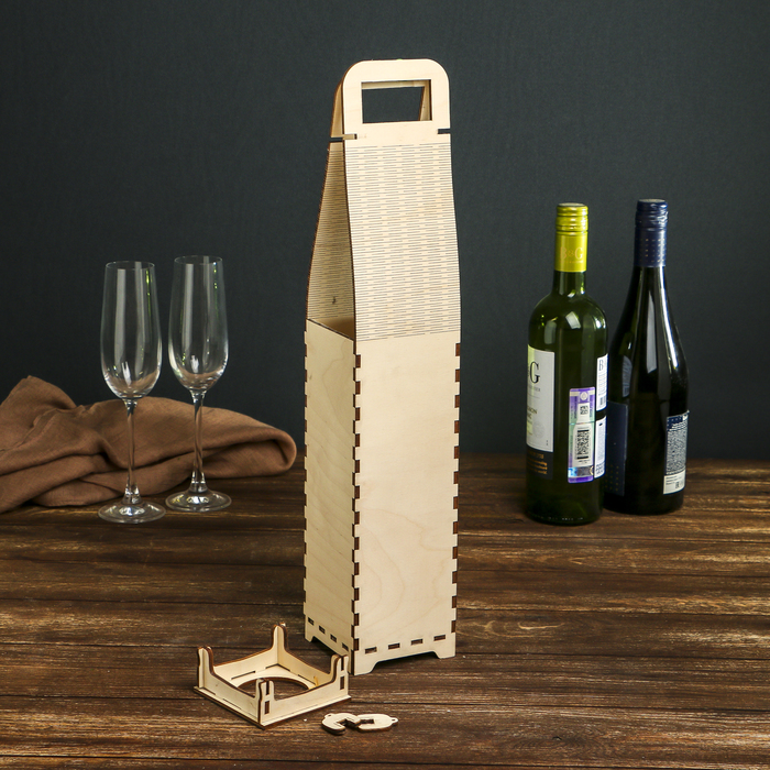 Заготовка для декора "Коробка для вина №15" из фанеры 45х8,5х8,5 см (набор 12 деталей)