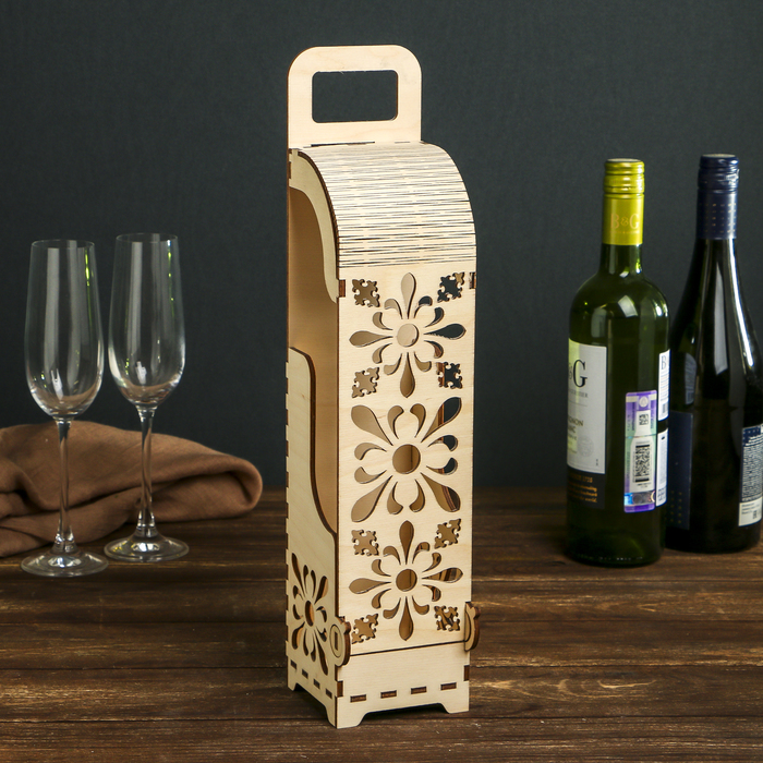 Заготовка для декора "Коробка для вина с орнаментом №20" 40х9х9 см (набор 11 деталей)