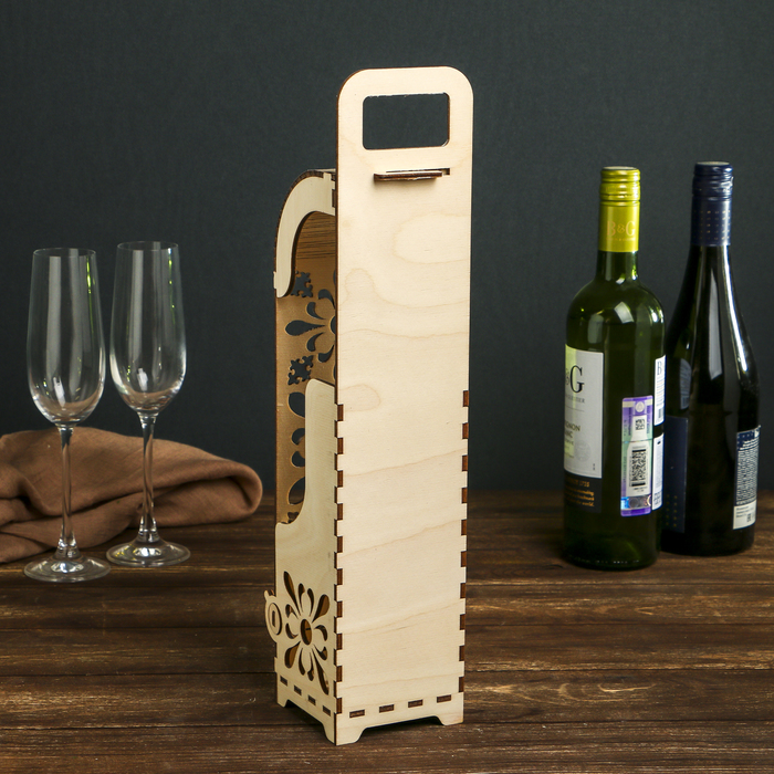 Заготовка для декора "Коробка для вина с орнаментом №20" 40х9х9 см (набор 11 деталей)