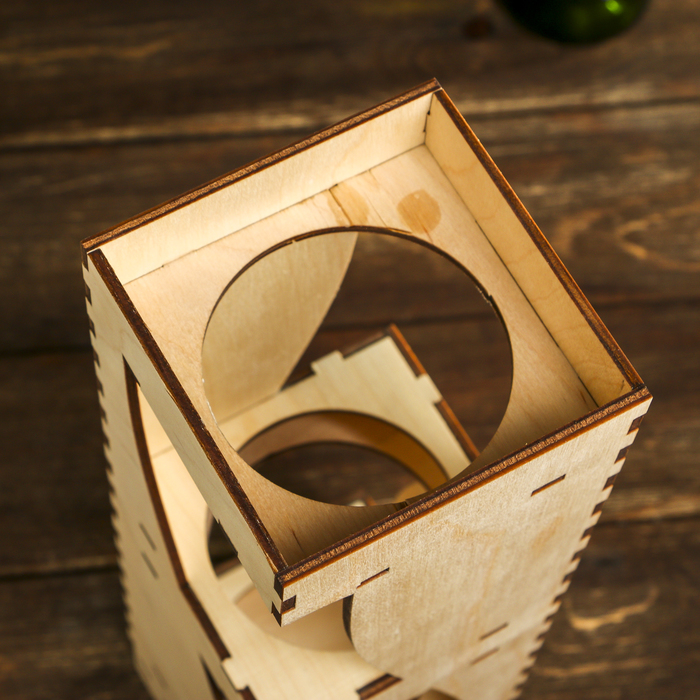 Заготовка д/декора "Коробка для вина фигурная №14" из фанеры 35х10х10 см (набор 14 детал.)