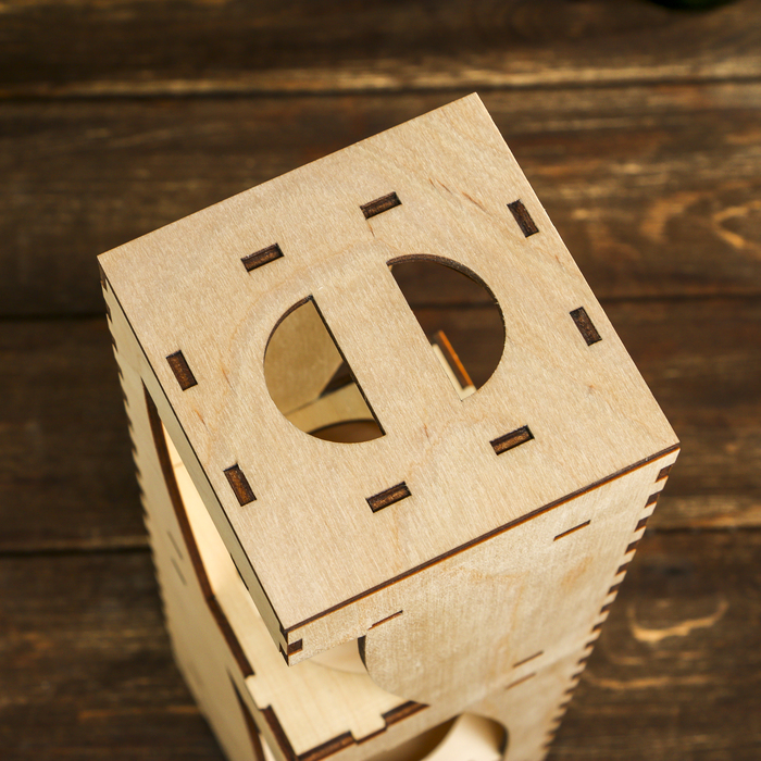 Заготовка д/декора "Коробка для вина фигурная №14" из фанеры 35х10х10 см (набор 14 детал.)