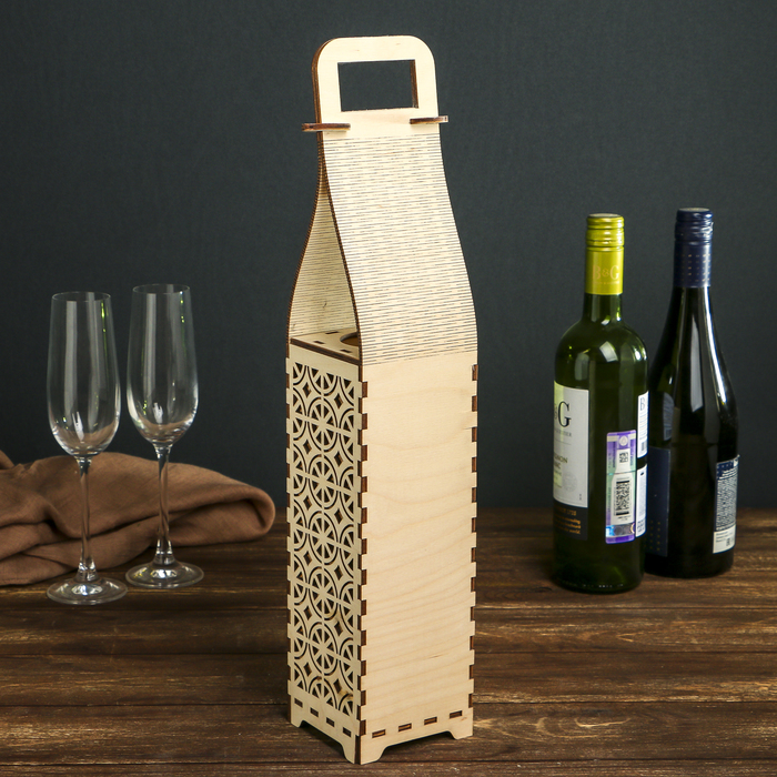 Заготовка для декора Коробка для вина резная № 16" из фанеры, 45х8,5х8,5 см (набор 12 дет.)