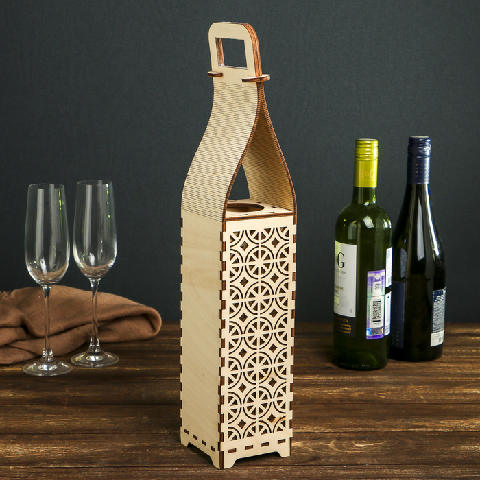 Заготовка для декора Коробка для вина резная № 16" из фанеры, 45х8,5х8,5 см (набор 12 дет.)