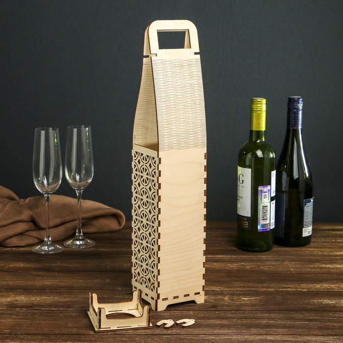 Заготовка для декора Коробка для вина резная № 16" из фанеры, 45х8,5х8,5 см (набор 12 дет.)