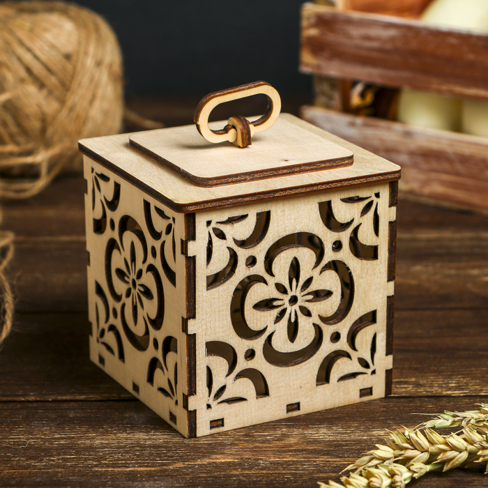 Коробочка для декора "Для подарка резная №2" 11х11х11 см (набор 10 деталей)