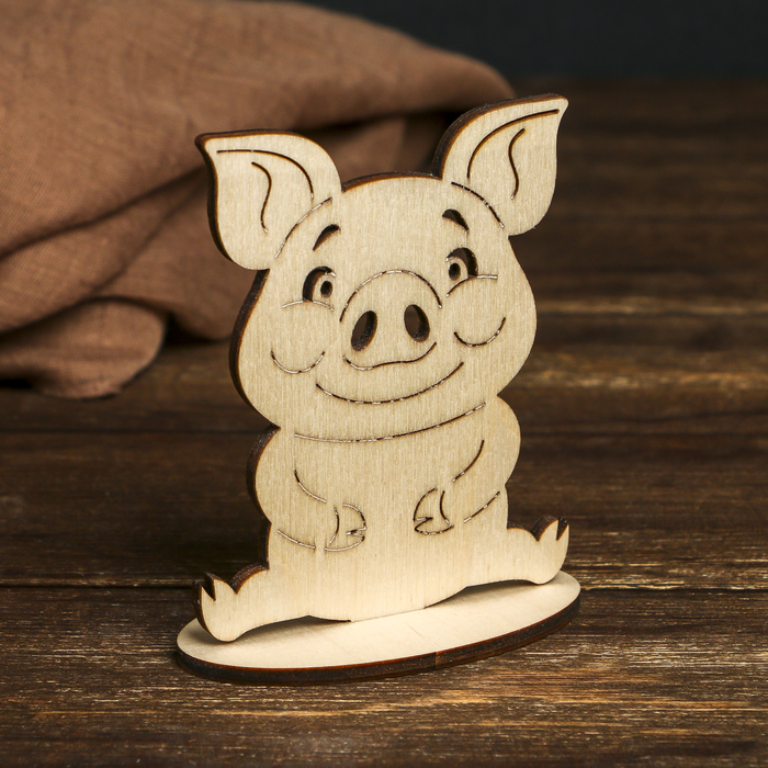 Фигурка для декора "Поросенок сидит" на подставке 10 см (набор 2 детали)