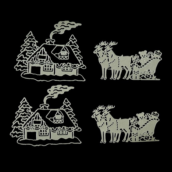 Фигурные вырубки "Зимняя сказка-1" (набор 4 шт) 11,5х10, 10,7х6,3 см серебро