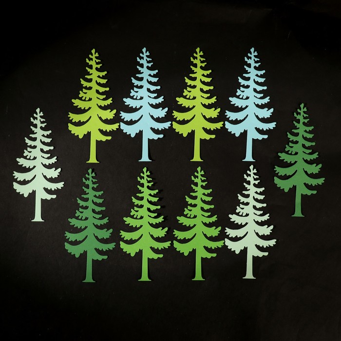 Фигурные вырубки "Высокие ели-3" (набор 10 шт) 13х6 см, МИКС