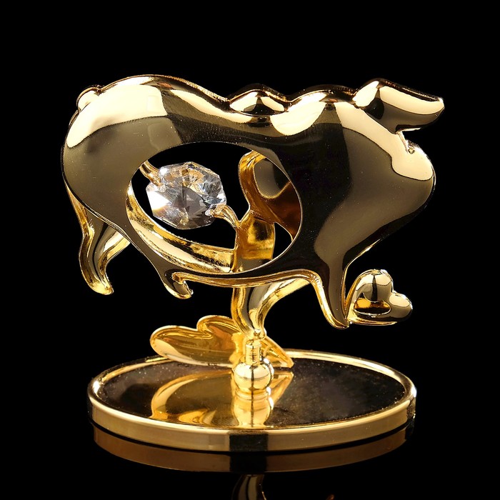 Сувенир «Свинка с сердечком», 3×8×8 , с кристаллами Сваровски