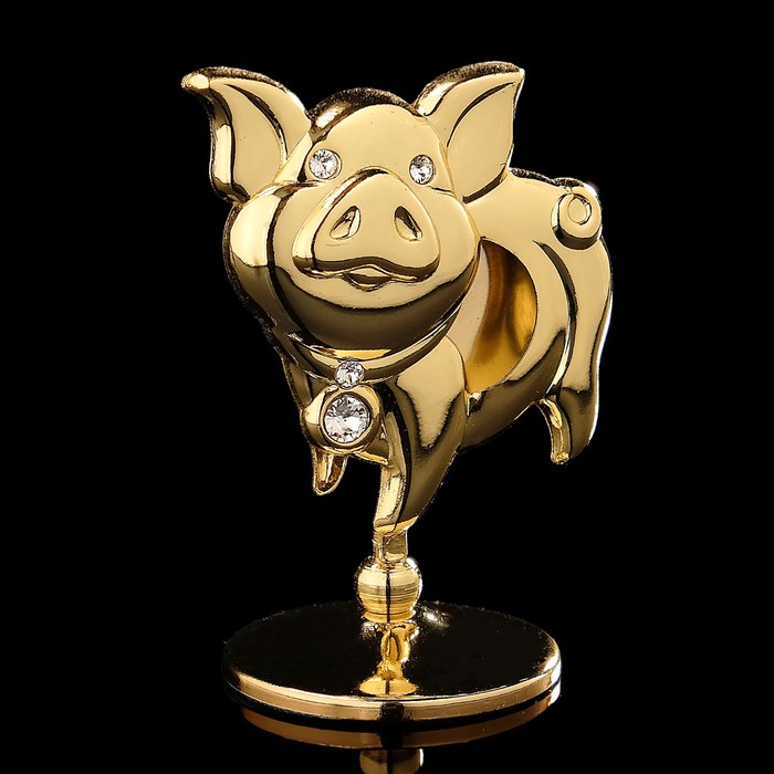 Сувенир «Свинка с кулоном», 3×3,5×5,5 см, с кристаллами Сваровски