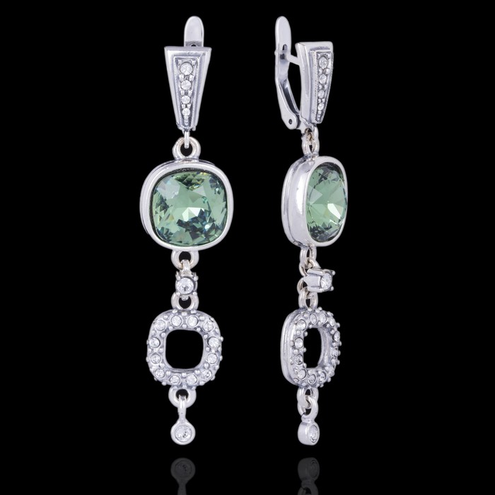 Серьги "Аустралис", цвет морской волны в чернёном серебре