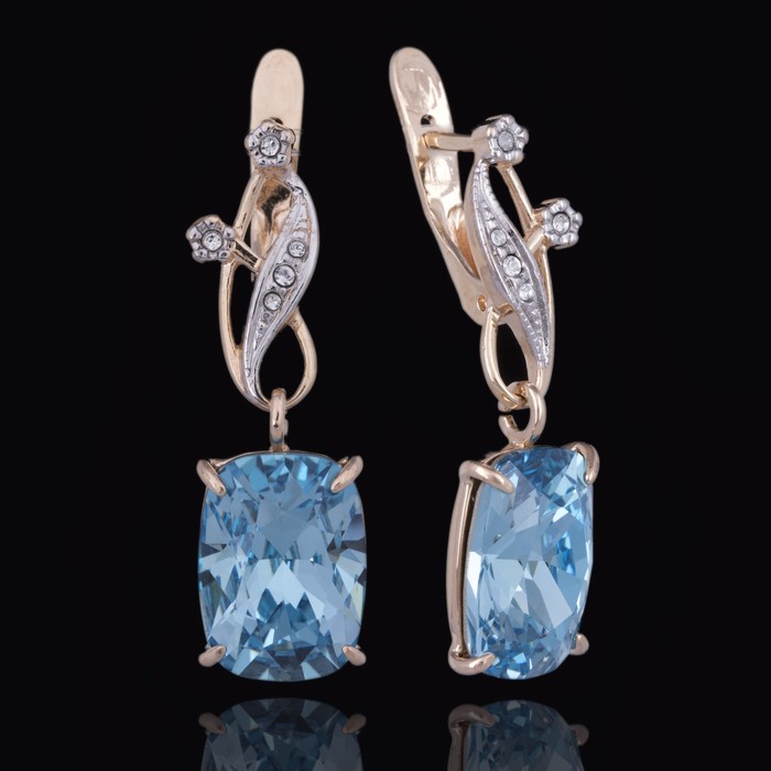 Серьги "Регина", цвет голубой в золоте