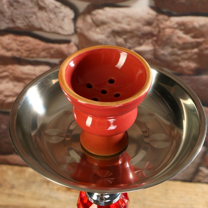 Кальян 67см 1тр, колба красно-жёлтая градиент, вставки на шахте акрил 3кр красные, 15х65 см 361419