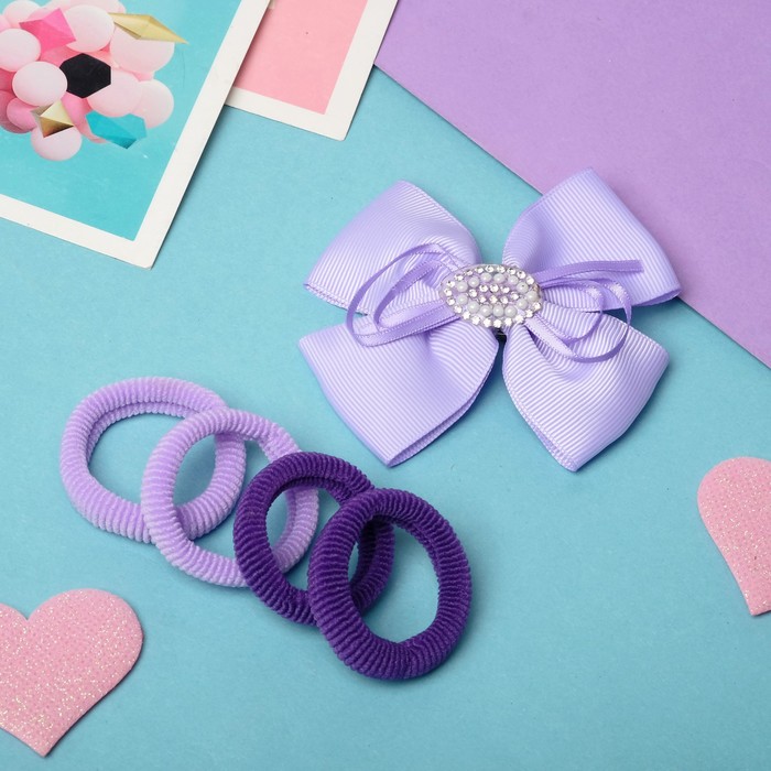 Набор для волос "Кристи" (1 зажим, 4 резинки) сиреневый
