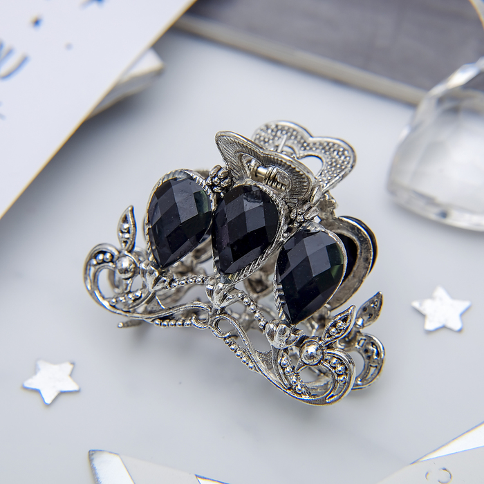 Краб для волос "Ночная симфония" 4,5 см капельки