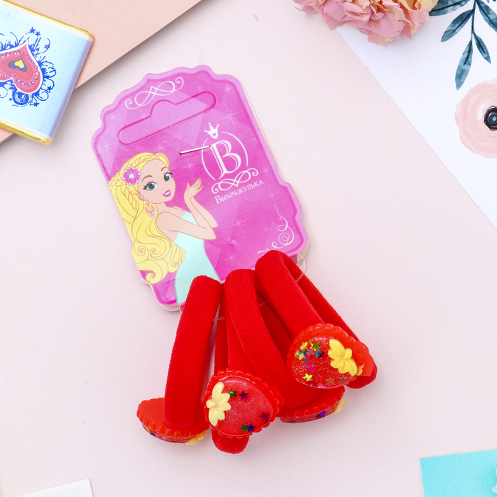 Резинка для волос "Звёздный ажур" ягодка (цена за штуку) красный