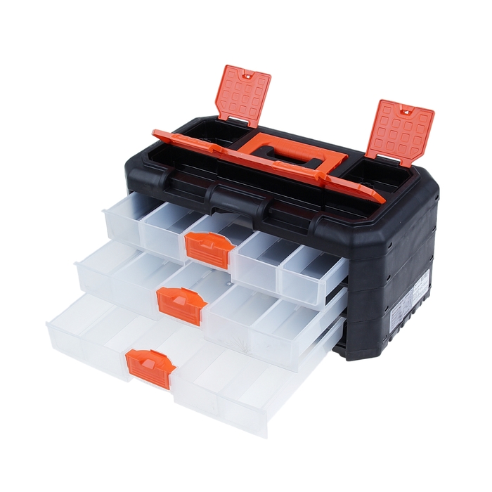 Органайзер для инструментов Grand, 3 секции, цвет черно-оранжевый