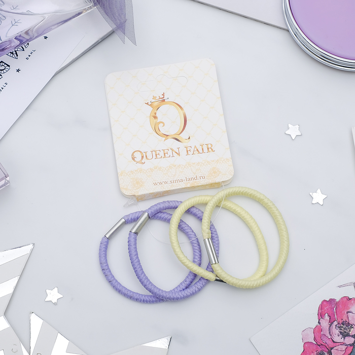 Резинка для волос "Спорт" пастель (набор 4 шт) сиреневый и жёлтый