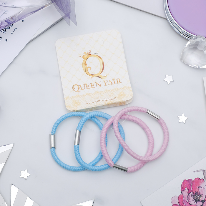 Резинка для волос "Спорт" пастель (набор 4 шт) розовый и голубой