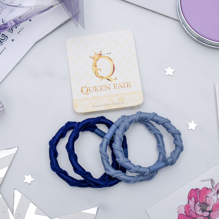 Резинка для волос "Плетёнка" (цена за штуку) синий и голубой