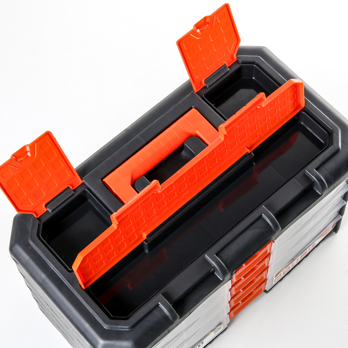 Органайзер для инструментов Grand, 4 секции, цвет черно-оранжевый