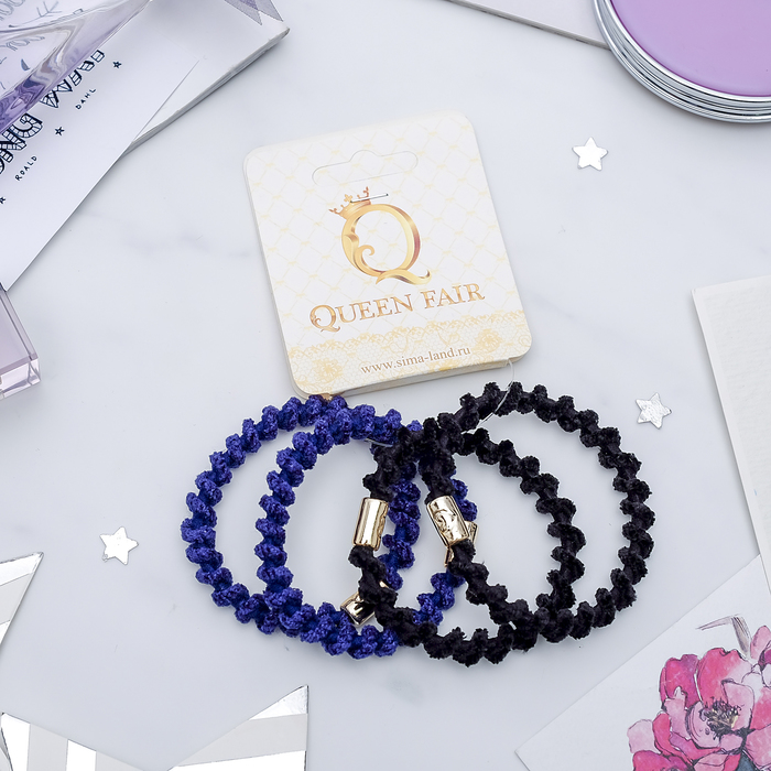 Резинка для волос "Волнушка" (цена за штуку) синий и чёрный