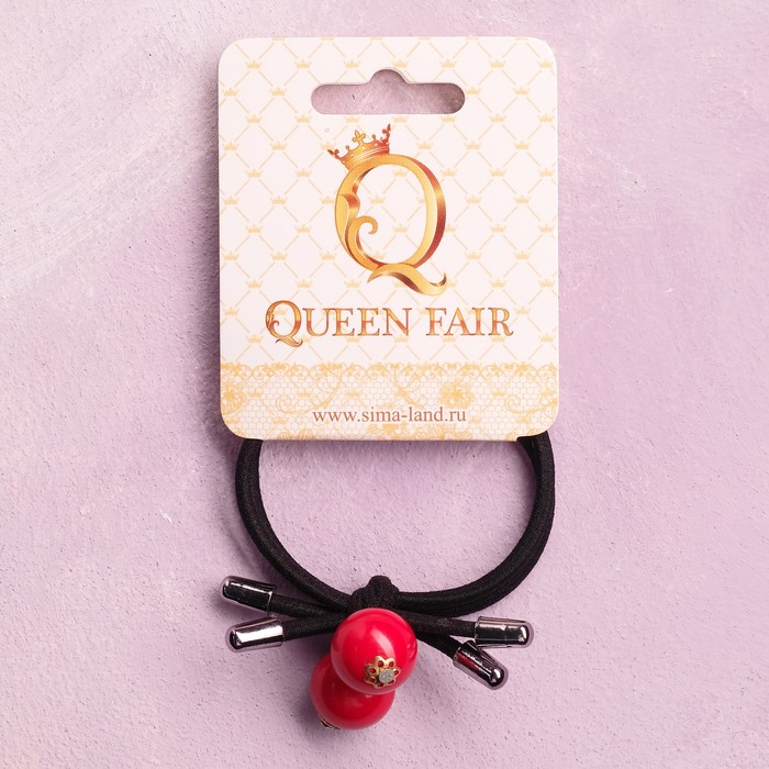 Резинка для волос "Валерия" (цена за штуку) красные бусины