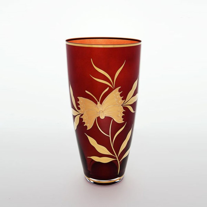 Ваза 30 см «Золотая бабочка», бордо