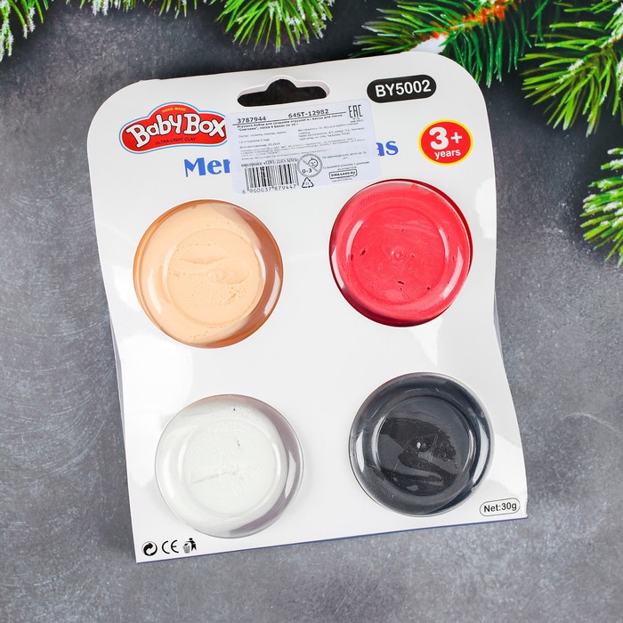 Набор для создания игрушки из массы для лепки "Снеговик", масса 4 банки по 10 г