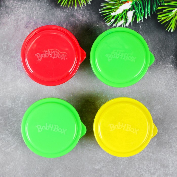 Набор для создания игрушки из массы для лепки "Елочка", масса 4 банки по 10 г