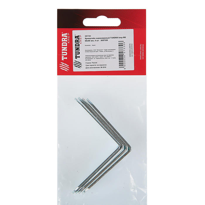 Кронштейн оцинкованный TUNDRA krep МК 60х60 мм, 4 шт