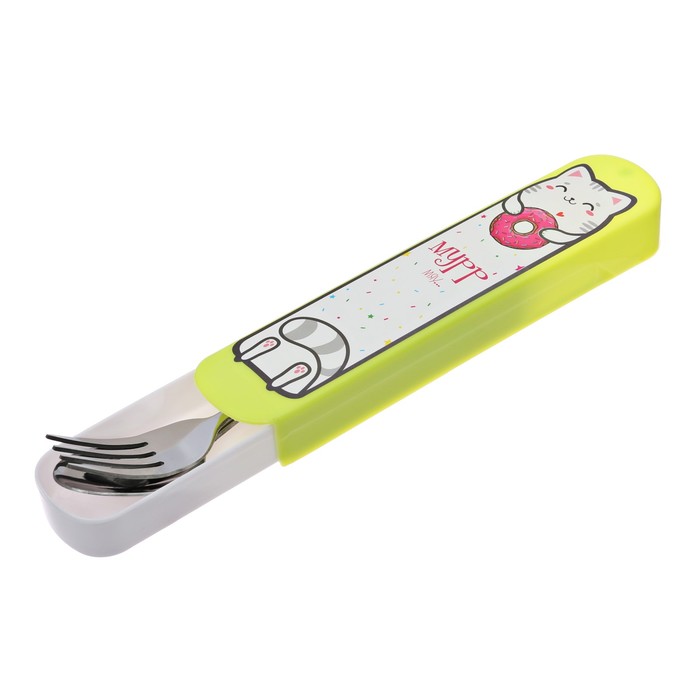 Набор ложка и вилка с чехлом "Мурр мяу", 19,5 х 4 см