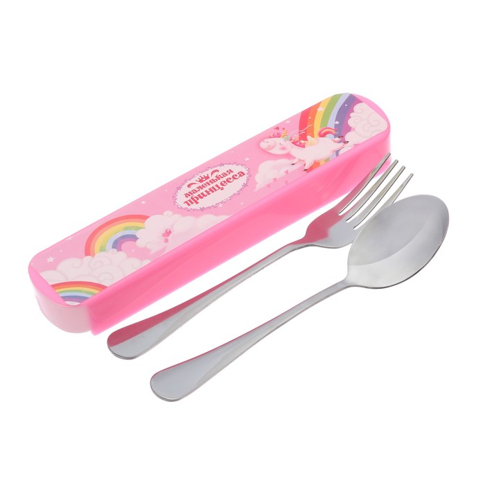 Набор ложка и вилка с чехлом "Маленькая принцесса", 19,5 х 4 см