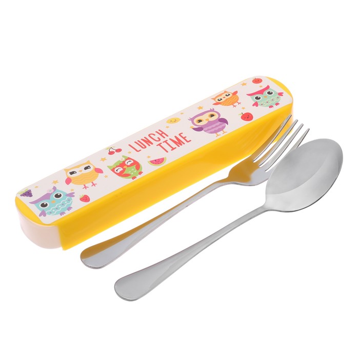 Набор ложка и вилка с чехлом "Lunch Time", 19,5 х 4 см