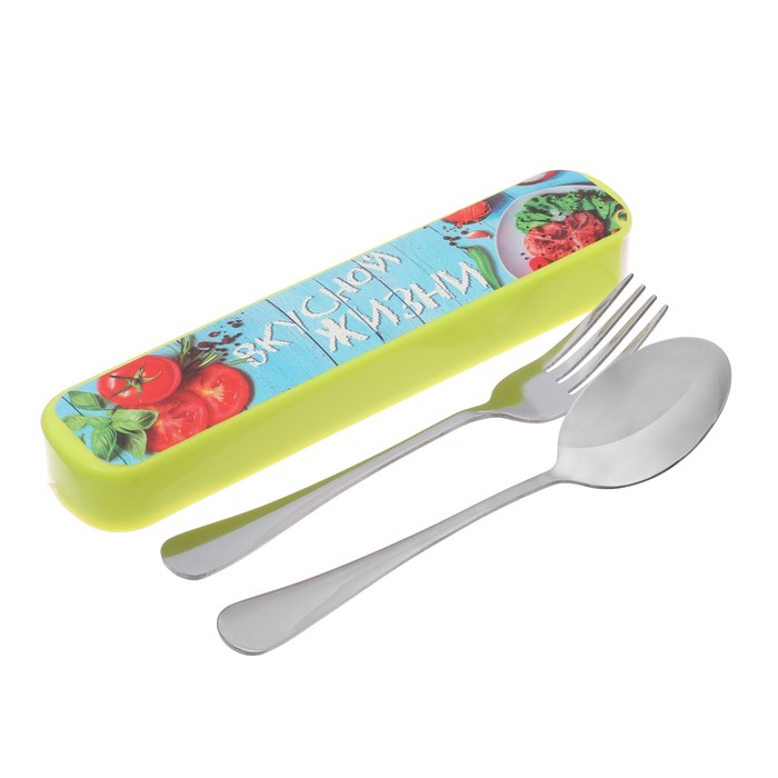 Набор ложка и вилка с чехлом "Вкусной жизни", 19,5 х 4 см