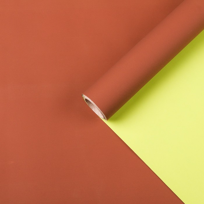 Бумага для декорирования, двусторонняя, жёлто/зелёный-каштановый, 0,7 х 10 м