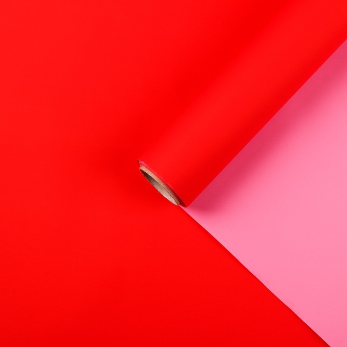 Бумага для декорирования, двусторонняя, красный-ярко/розовый, 0,7 х 10 м