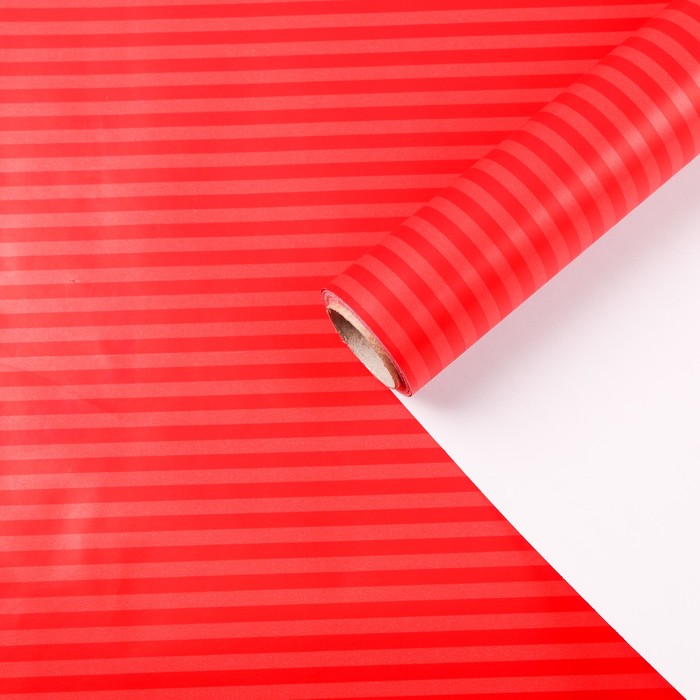 Бумага для декорирования, "Полоски", красный, 0,7 х 10 м
