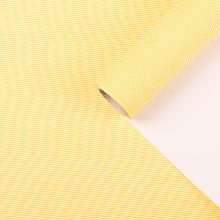 Бумага для декорирования, "Линии", жёлтый, 0,7 х 10 м